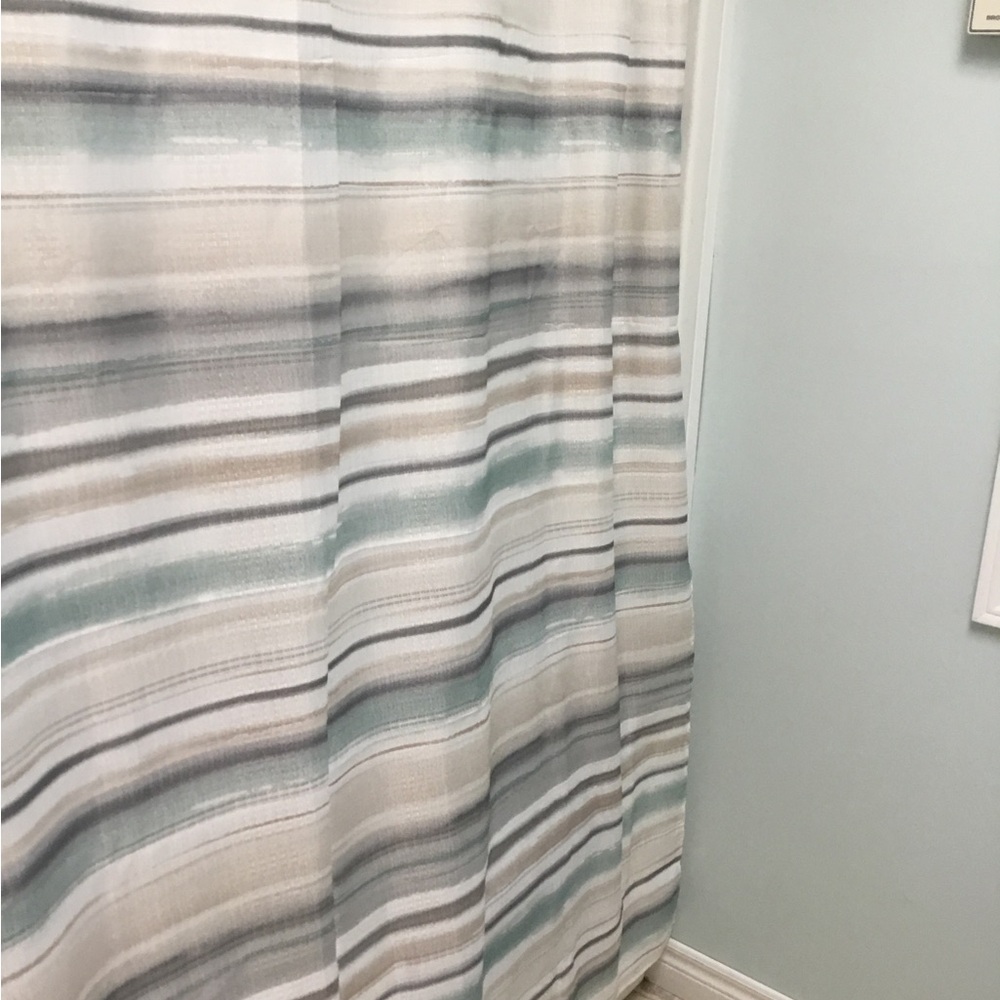 Striped Shower Curtain - Blue and Gray